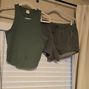 Victoria's Secret Green Tank and Shorts Set